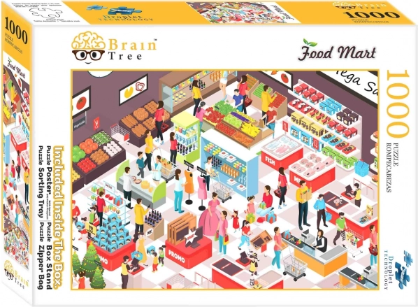 Sestavljanka BRAIN TREE Food Mart – samoopremljanje, 1000 koščkov