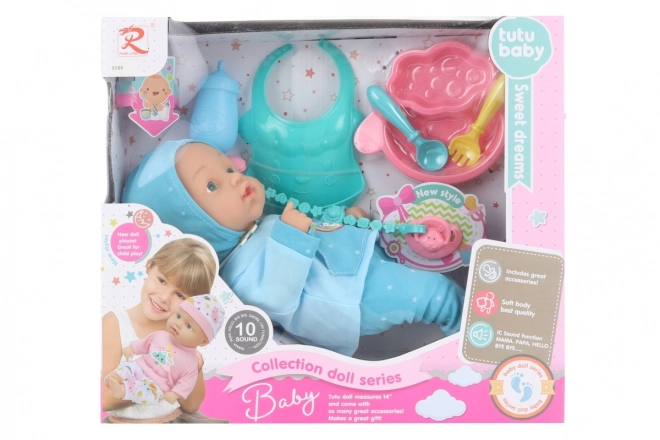 Govoreča otroška lutka Tutu Baby z dodatki