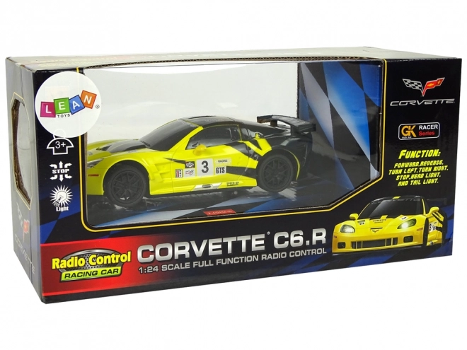 Športni avto R/C 1:24 Corvette rumene C6.R 2.4 G luči