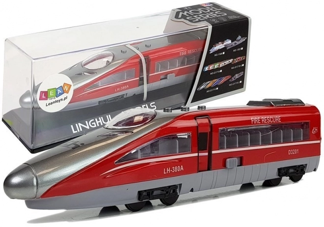 Rdeči vlak Pendolino z vlečnim mehanizmom z zvokom in lučmi