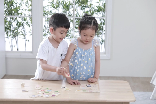 VIGA učna igra lesene puzzle za učenje čutil