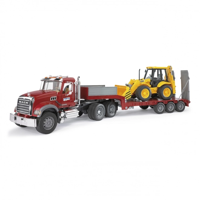Bruder Tovorno vozilo MACK Granit prikolica in traktor JCB