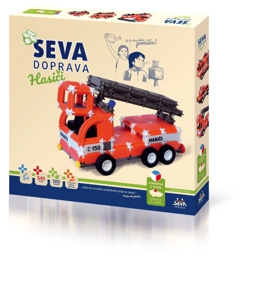 Gradbeni set SEVA PROMET Gasilska plastika 545 delov v škatli 35x33x5cm