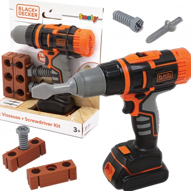 Elektronski akumulatorski vrtalnik in izvijač SMOBY BLACK+DECKER s ciglom