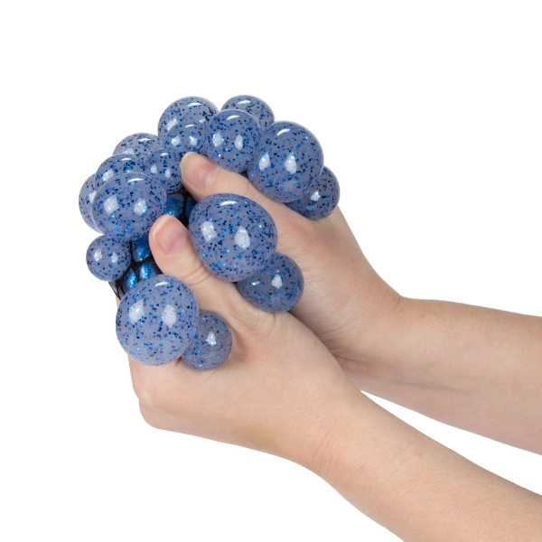 Antistres žogica gnetljiva s sluzjo 10cm z bleščicami 4 barve v škatlici 9x9,5x9cm