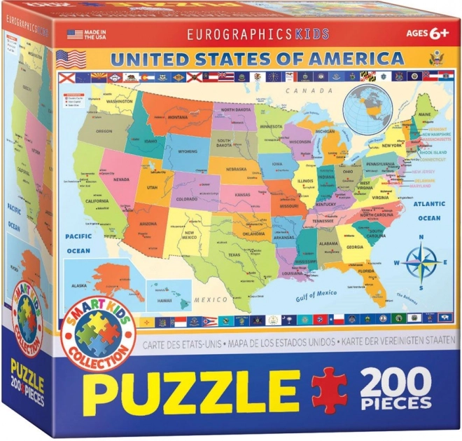 EUROGRAPHICS Sestavljanka Zemljevid Združenih držav Amerike 200 kosov