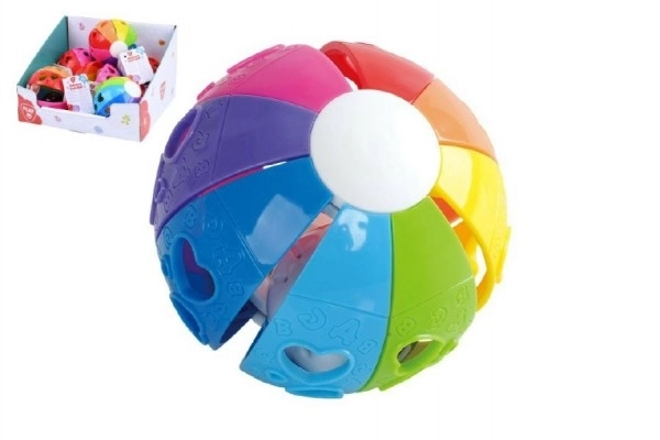 Mavrična ropotulja žoga plastika 10cm 6m+