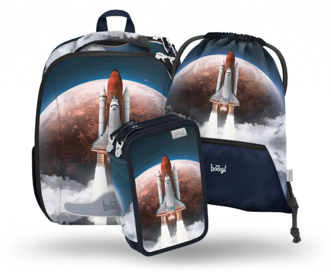 Baagl šolski set Space Shuttle: torba, peresnica, vrečka