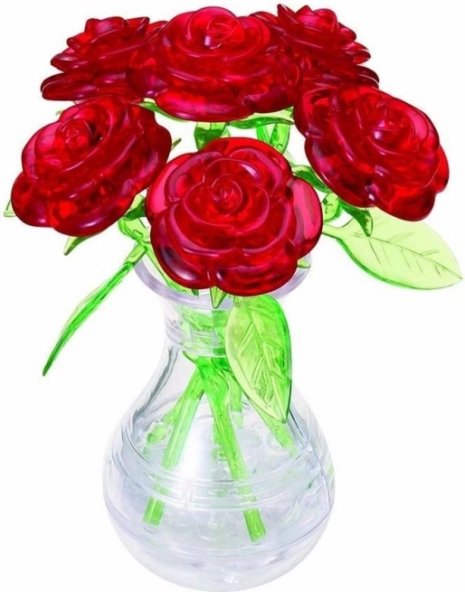 3D kristalni puzzle – šopek vrtnic, 47 delov