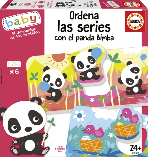 EDUCA Baby vstavljanka Panda Bimba in prijatelji 6x3 kosi