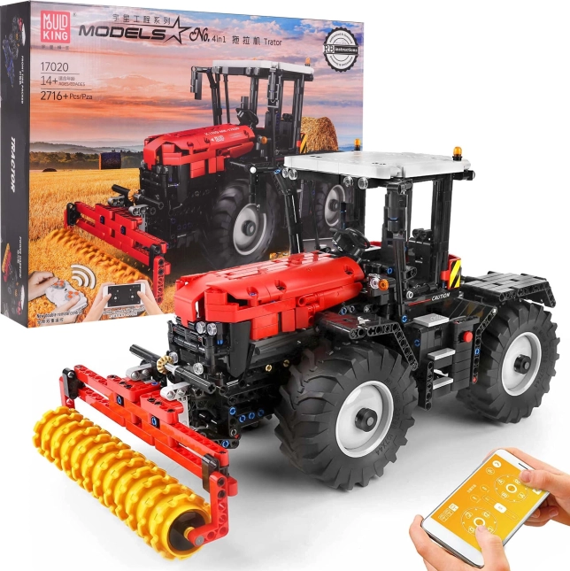 Komplet RC rdeči traktor 2716 kosov z izmenljivimi nastavki