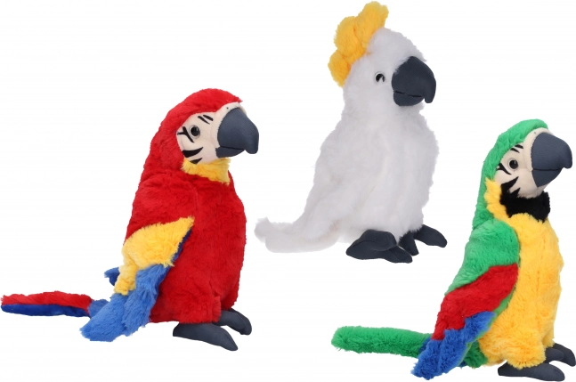 plišasti papagaj 24 cm – mehka igrača v 3 barvah