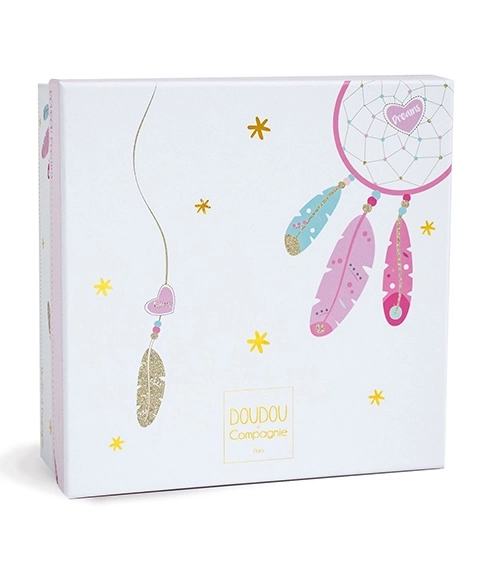 Darilni set - rožnata plišasta ljubkovalna igrača mačka