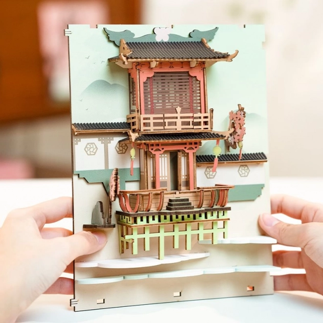 RoboTime 3D Puzzle Knjižna Držala "Padajoča Sakura" (lesena)