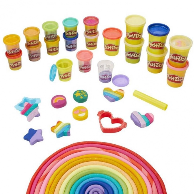 Play-Doh komplet bleščeče modeline Hasbro z 21 barvami in kalupi