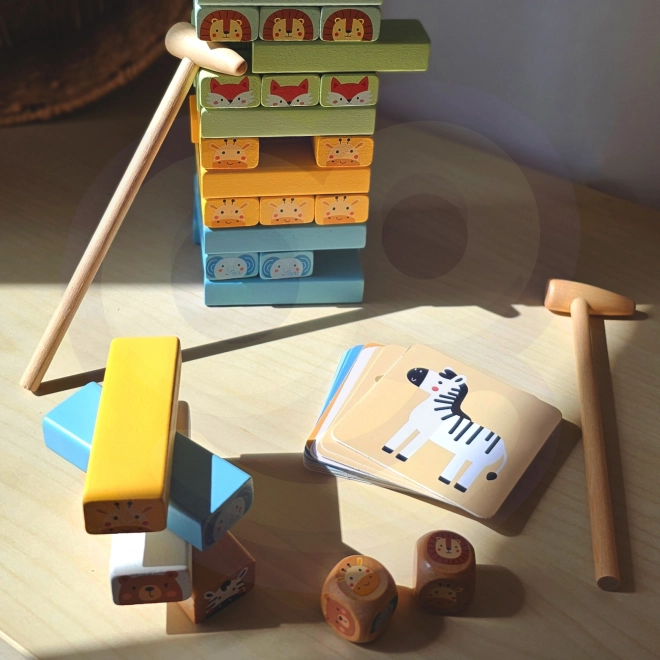 TOOKY TOY zibajoči stolp z živalmi