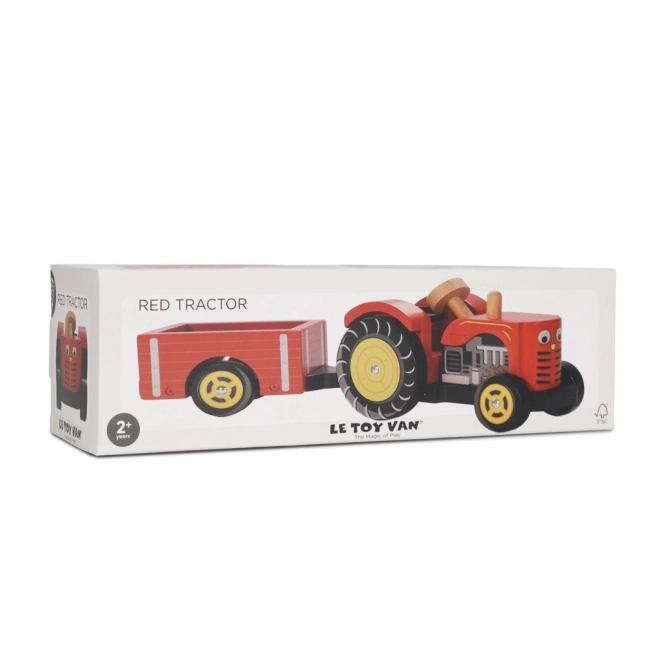 Le Toy Van rdeč traktor in prikolica