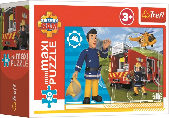 Minipuzzle miniMAXI 20 kosov Junaški Gasilec Sam 4 vrste v škatli 11x8x4cm