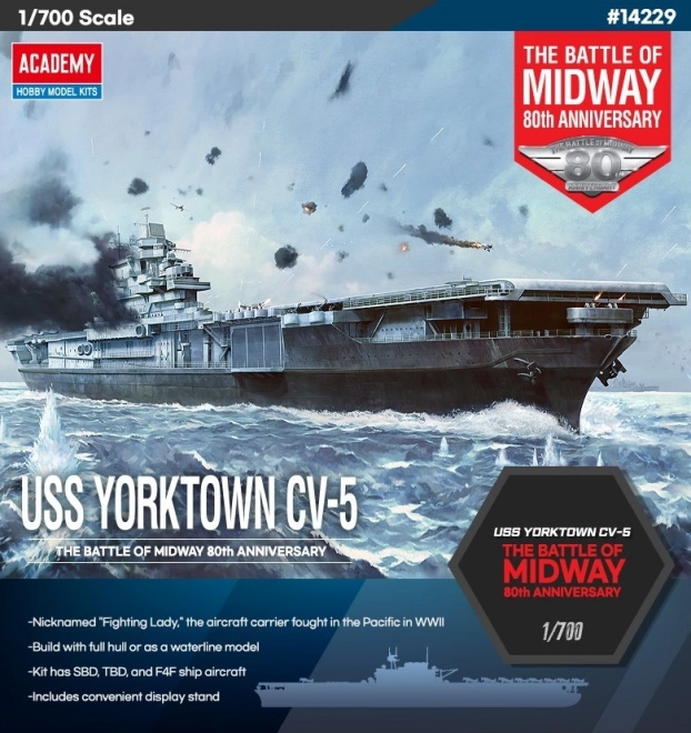 Model letalonosilka Yorktown CV-5 Bitka pri Midwayu 1/700