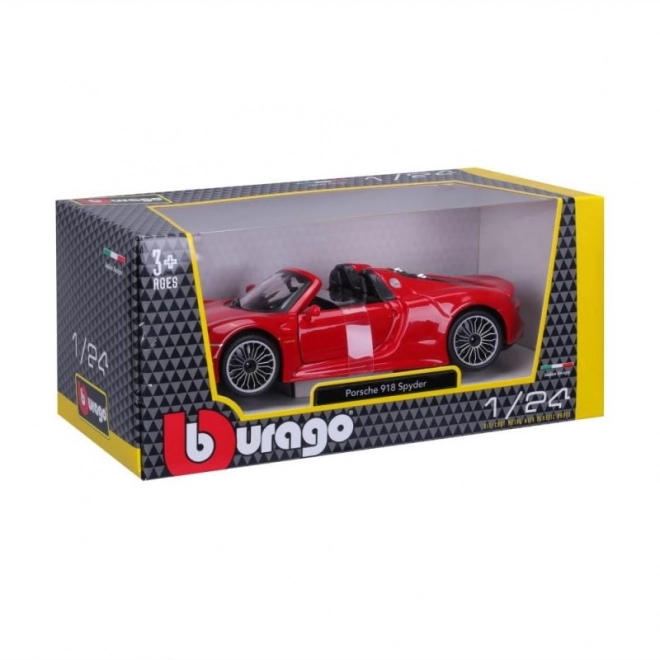 Bburago Porsche 918 Spyder rdeči model 1:24