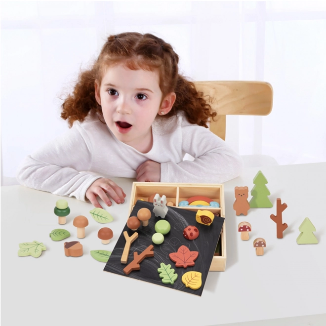 Gozdarski set z lesenimi kockami Tooky Toy