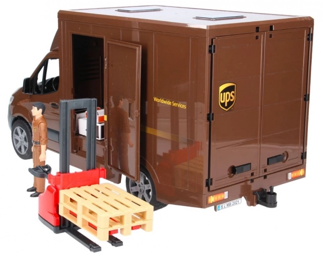 Dostavno vozilo UPS Bruder MB Sprinter s figurico in dodatki