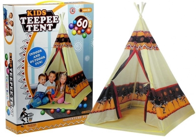 Indijanski šotor Tipi + 60 žogic 155 cm