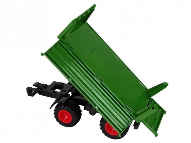 Daljinsko voden traktor s prikolico 1:24 rdeče-zelen