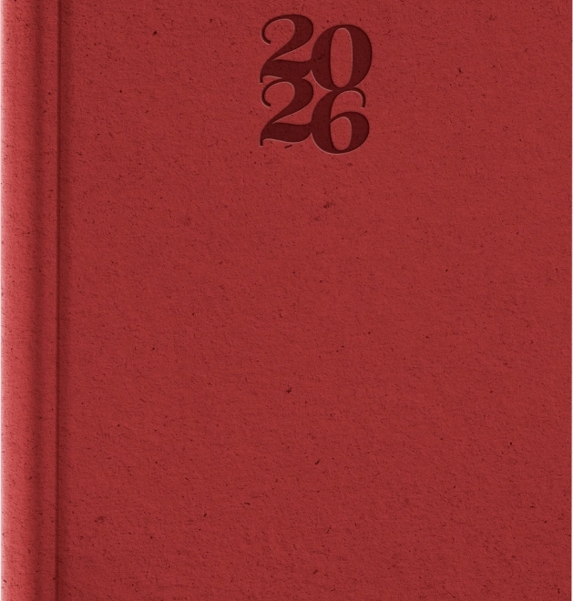 Dnevni dnevnik Essenza 2026, češnjeva barva, 15 x 21 cm
