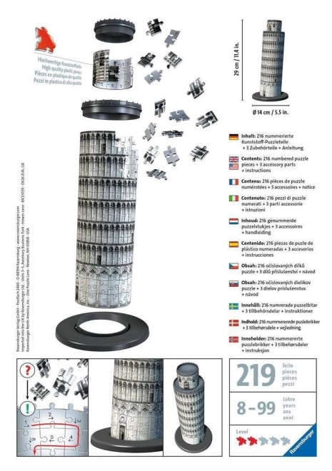Ravensburger 3D sestavljanka poševni stolp Pisa 216 kosov