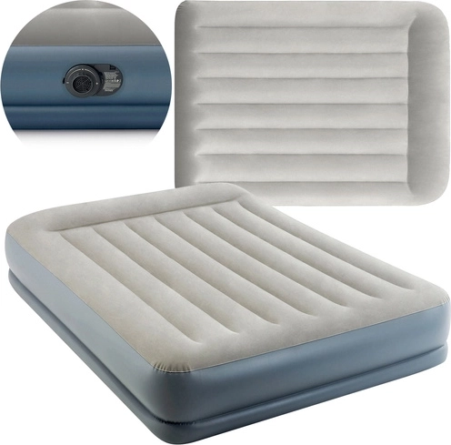 Napihljiva velur postelja INTEX Pillow Rest Mid-Rise, zakonska z električno črpalko 203 × 152 × 30 cm