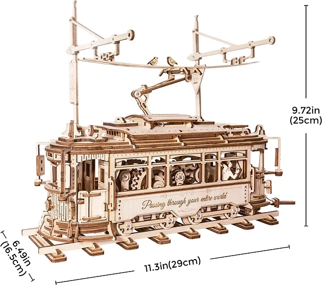 RoboTime 3D lesena mehanska sestavljanka Tramvaj