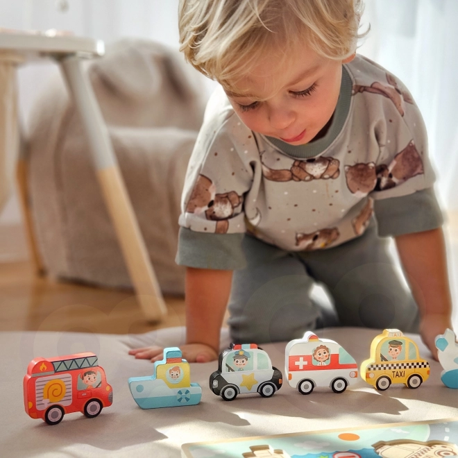 Lesena sestavljanka Montessori mesto