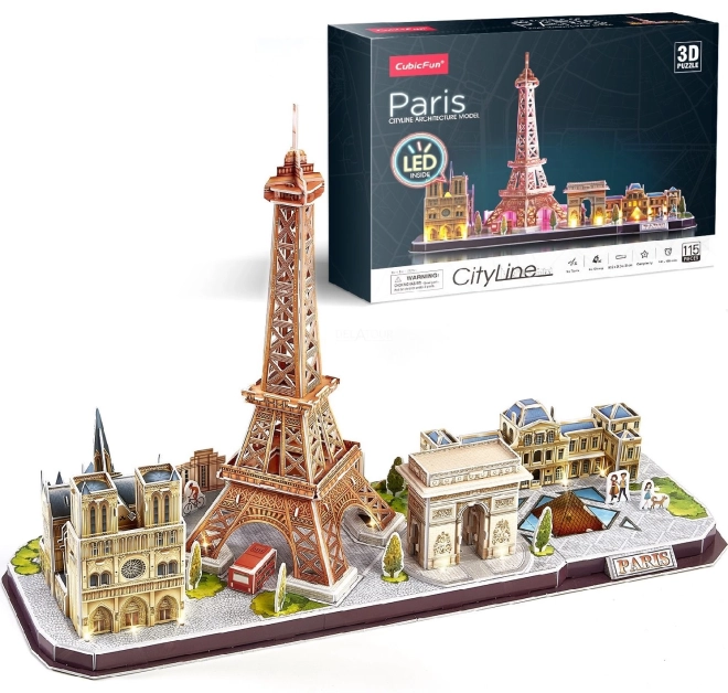 Svetleča 3D sestavljanka CityLine Panorama Pariz