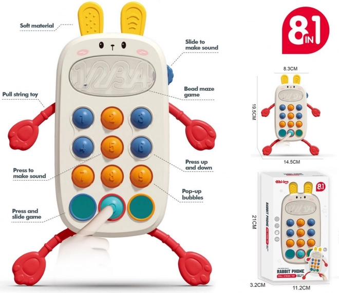 Senzorični mobilni telefon za otroke z motivom zajčka