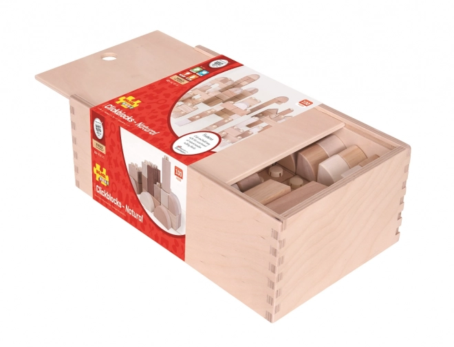 Bigjigs Baby Lesene Spojkostke - Naravni set 100 kosov