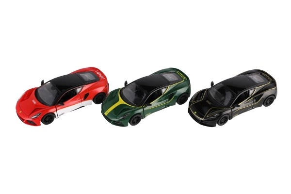 Auto Kinsmart Lotus Emira 1:38 kov/plast 12,5cm 3 barve na vzvratno navijanje 12 kosov v škatli