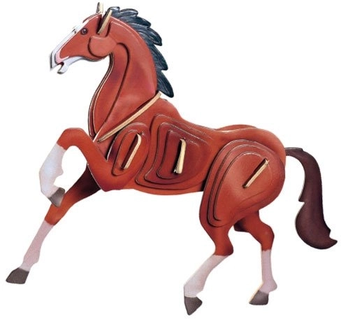 Lesena 3D sestavljanka Barvni konj