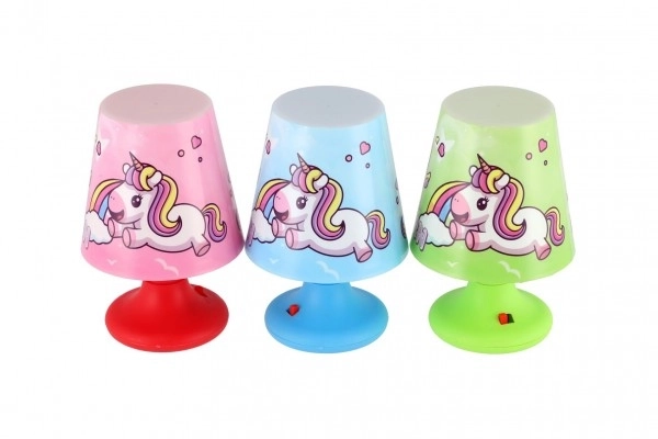 Mini lučka z enorogom za mizo plast 8,5x11cm na baterije 3 barve