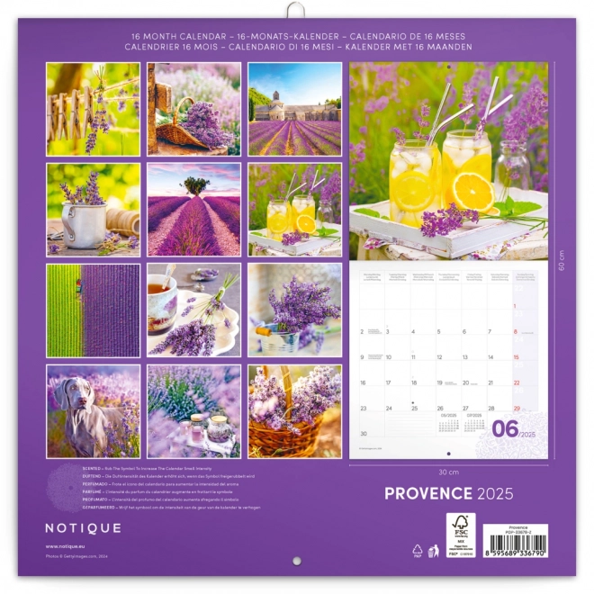 NOTIQUE Koledar za zapiske Provence 2025, dišeč, 30 x 30 cm