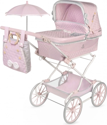 Zložljiv voziček za punčke s košaro in senčnikom Sophie 90 cm