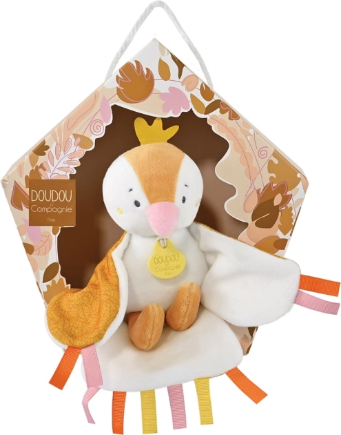 Doudou darilni komplet – glasbeni plišasti ptiček 23 cm – rumen