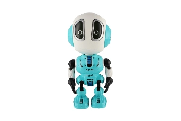 Robot ECHO ponavljajoče stavke kovinski 12cm modri na baterije s zvokom in svetlobo v škatli 10,5x15x5,5cm