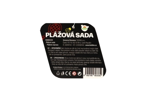 Barvit komplet loparjev s kroglico in pernatim košem za plažo
