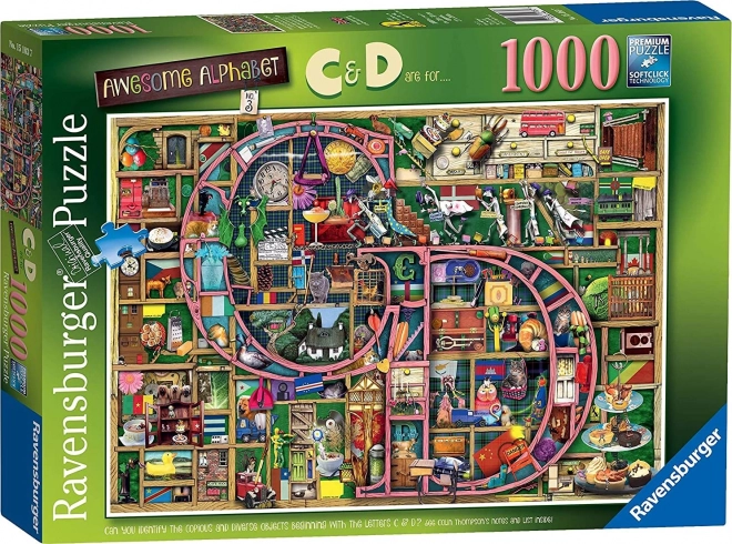 RAVENSBURGER Sestavljanka Neverjetna abeceda - črka C in D 1000 kosov