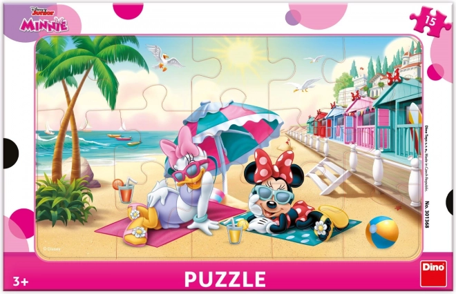 Sestavljanka DINO Minnie in Daisy na plaži, 15 koščkov