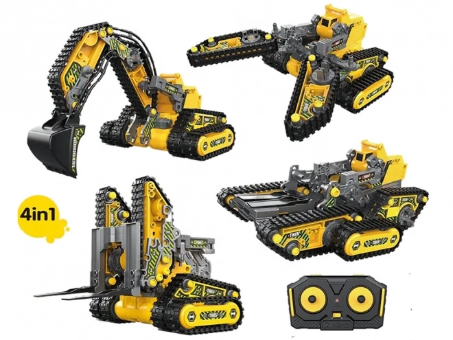 176-ele RC0694 Set daljinskega upravljanja 4 v 1 za gradbene stroje na zložljiv