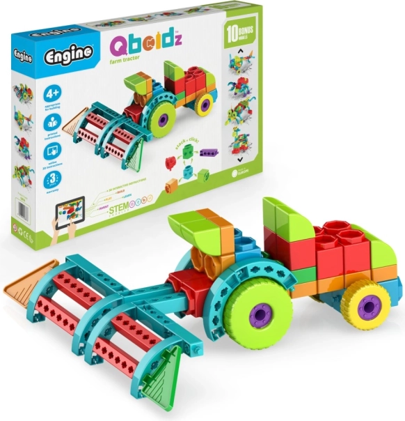Engino Qboidz traktor – gradbeni komplet za otroke, 10 modelov