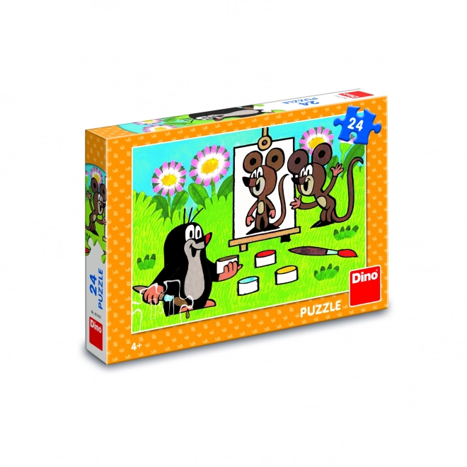 Sestavljanka Krtek s slikarjem 26x18cm 24kos v škatli 27x19x4cm