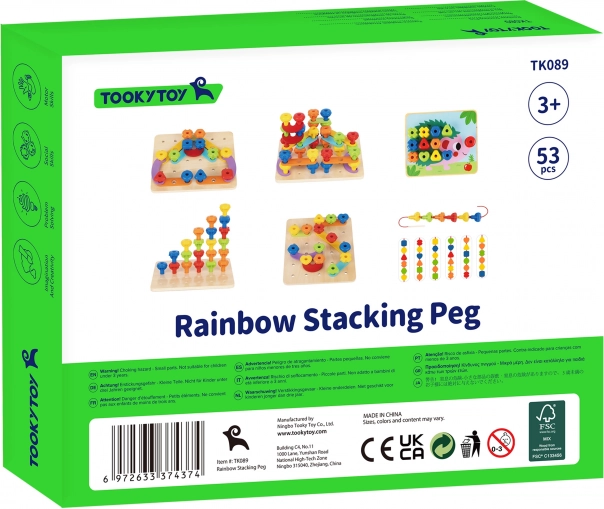 Večnamenska tabla Tooky Toy z barvnimi vijaki za učenje oblik